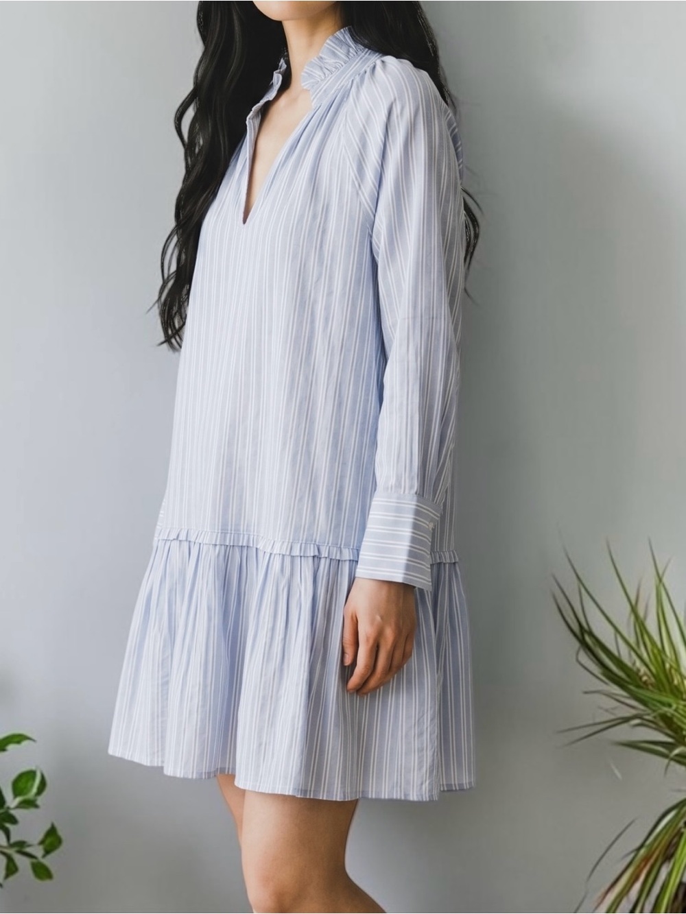 NWOT | Sundays | Light Blue & White Striped Midi Dress | Size Small